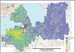 Карта мощности гамма-излучения в Ленинградской области